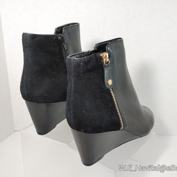Isaac Mizrahi Live! Leather & Suede Side Zip Wedge Ankle Boots Woman's Size US 8 - Picture 2 of 10